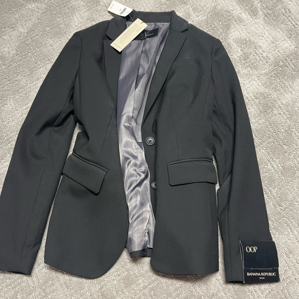 NWT Banana Republic Black Blazer Suit Jacket Women 00P